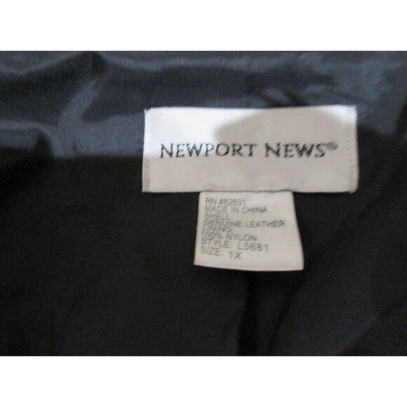 Vtg. 80's Newport News Full Length Trench Coat Womens 1X Black Leather Supple - Picture 7 of 7